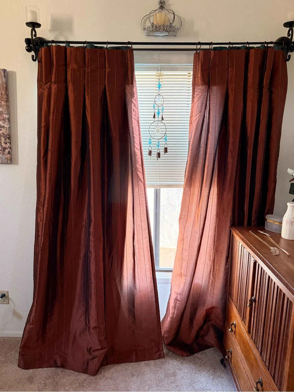 Elegant Copper Silk-Look Pinch Pleat Drapery Panels – Lined – Pair – 84”